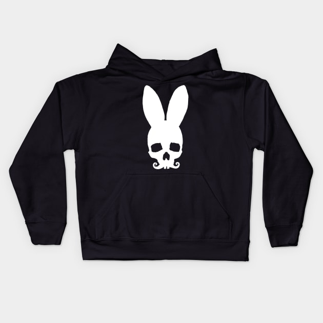 Moustached Rabbit Skull Kids Hoodie by The Fox's Herring